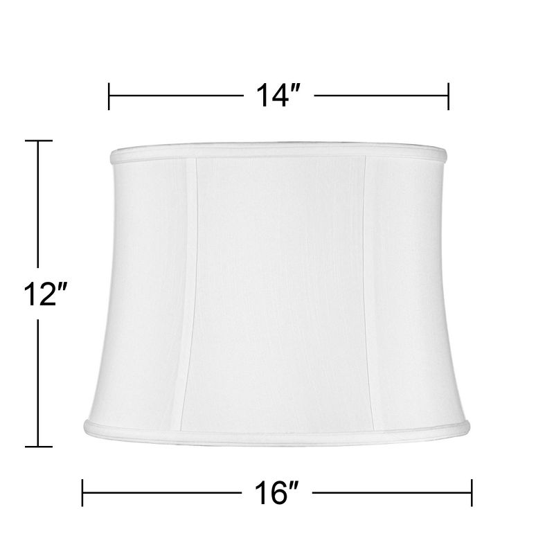 Imperial Shade White Medium Drum Lamp Shade 14" Top x 16" Bottom x 12" Slant (Spider) Replacement with Harp and Finial