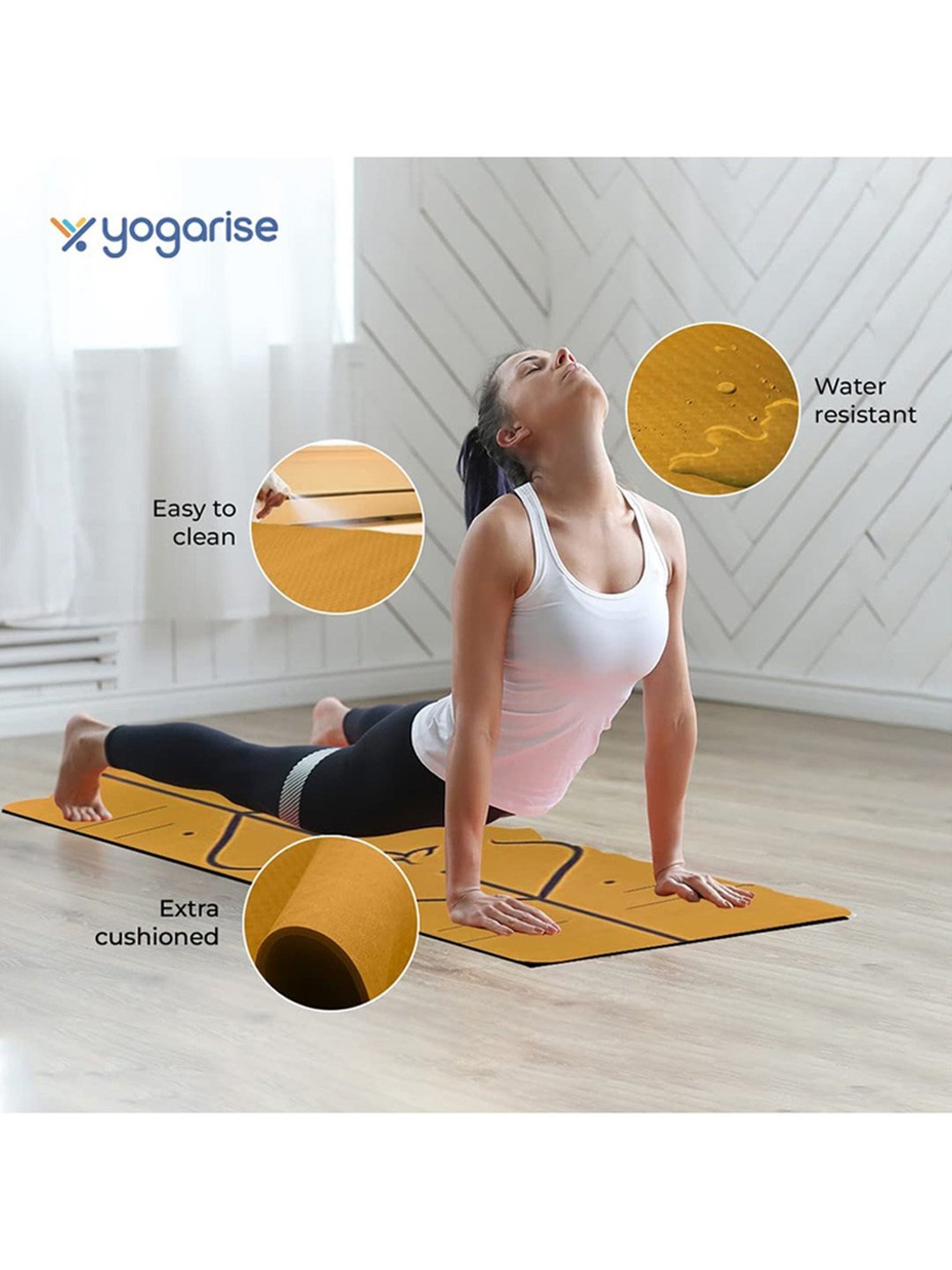 Yogarise Anti-Skid Yoga Mat Combo (Tan) Size - 6mm