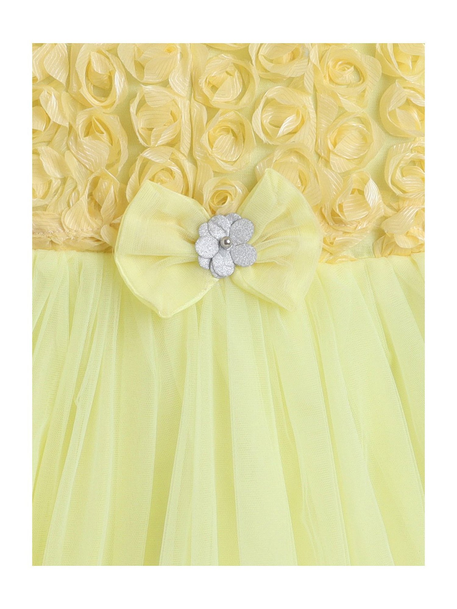 Many Frocks Kids Yellow Applique Dress