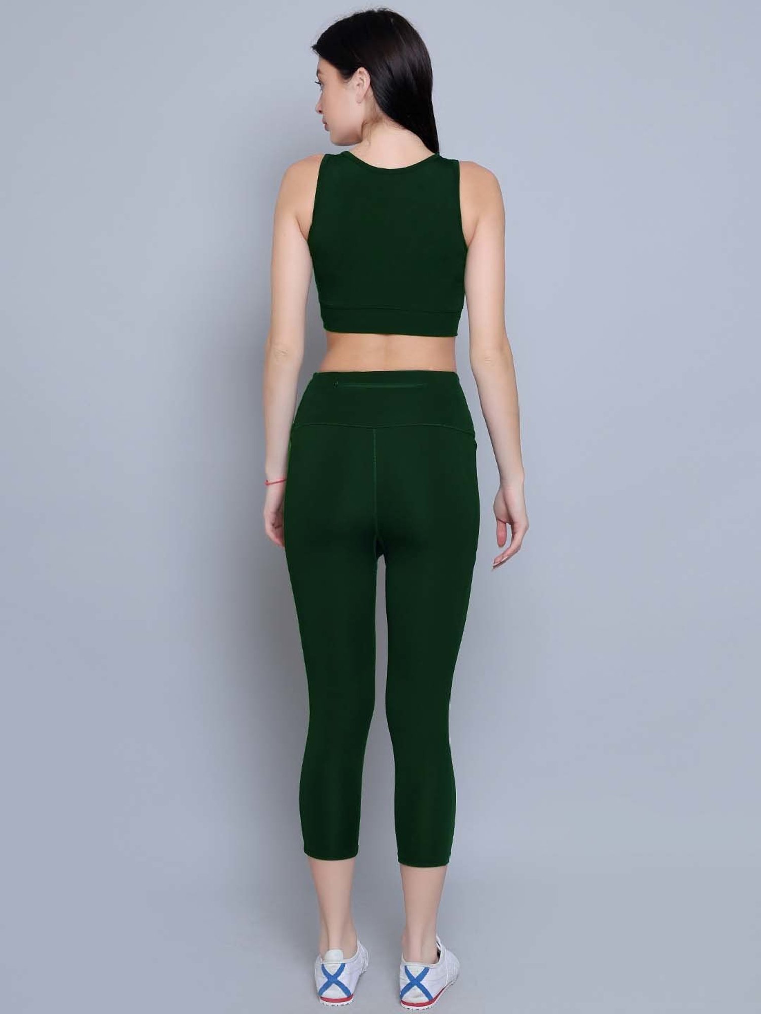 N-Gal Green Logo Print Sports Bra With Tights Set