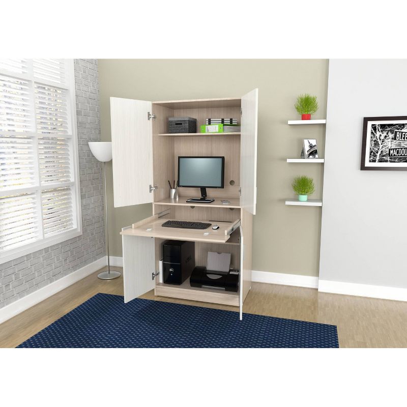 Computer Work Center Washed Oak - Inval