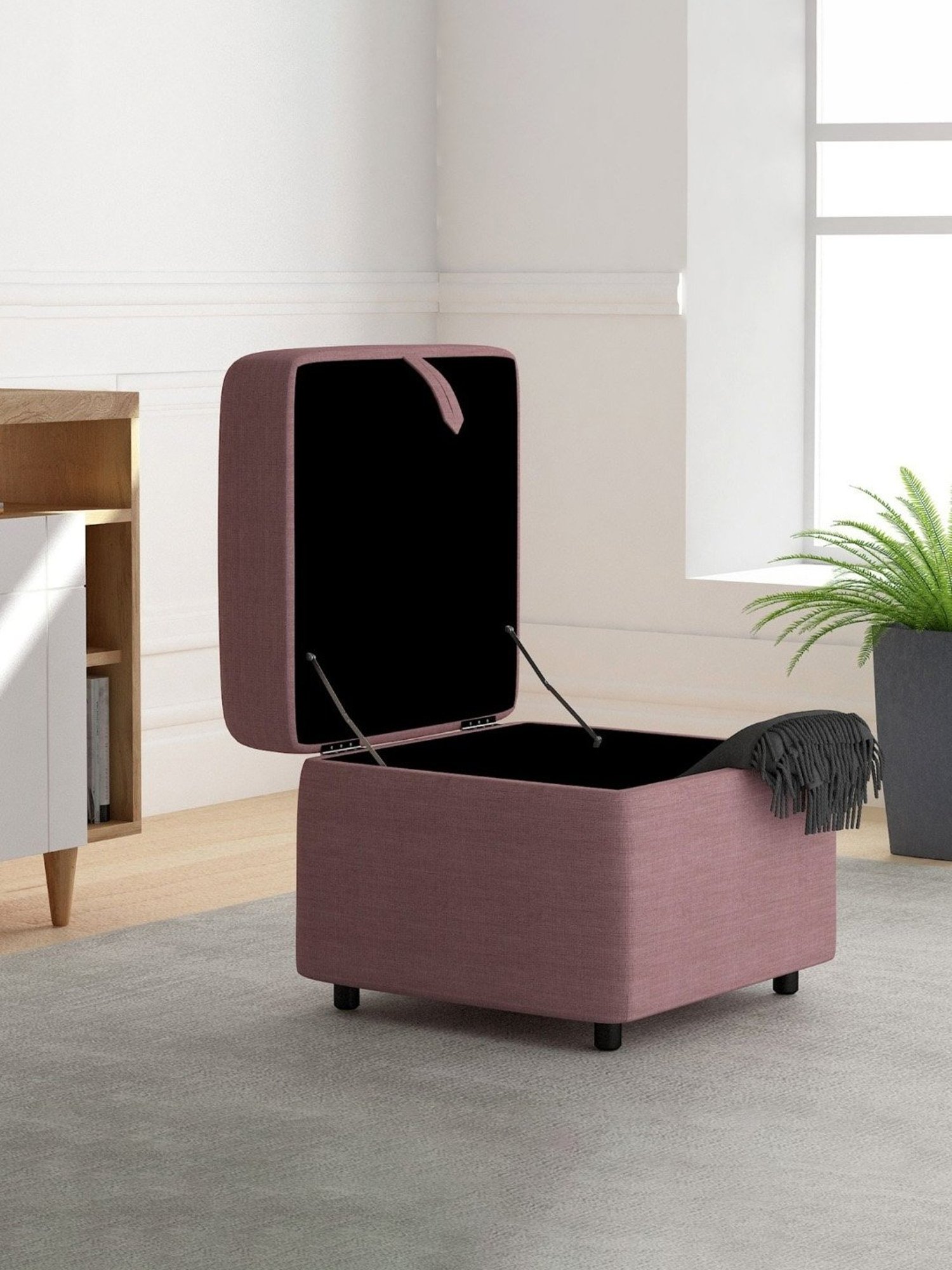 Duroflex Zivo Plus Pink Solid Wood Ottoman
