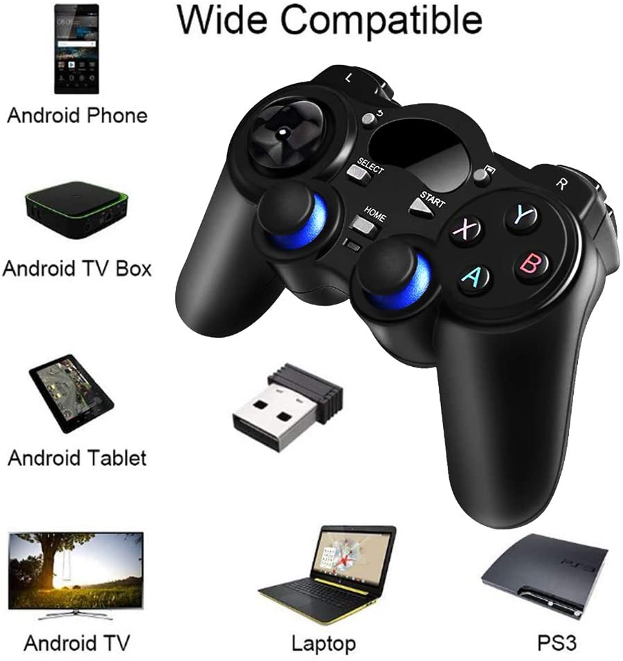 USB Wireless Gaming Controller Gamepad for PC/Laptop Computer(Windows XP/7/8/10) & PS3 & Android & Steam (Black1)