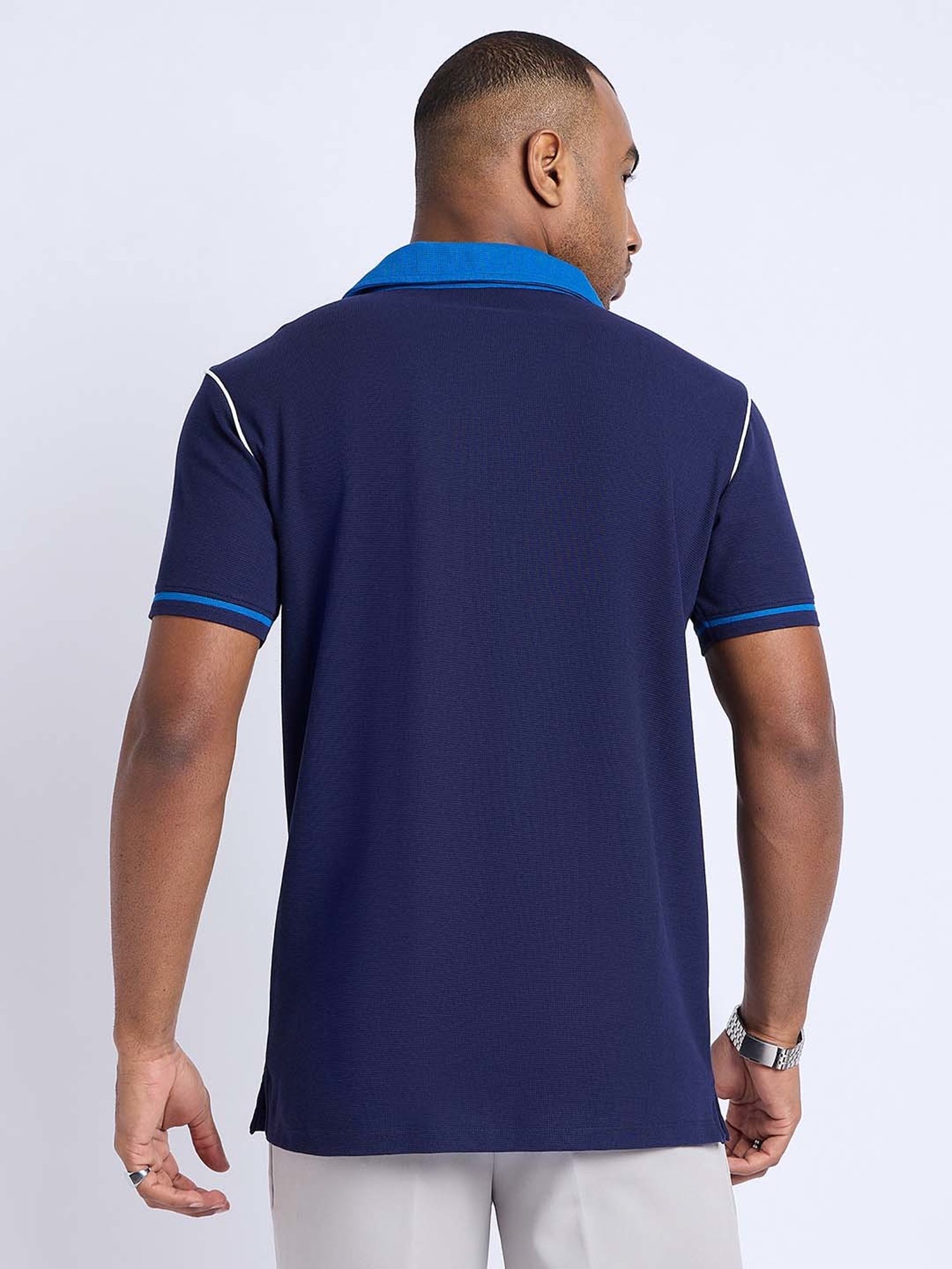 EDRIO Navy Regular Fit Polo T-Shirt