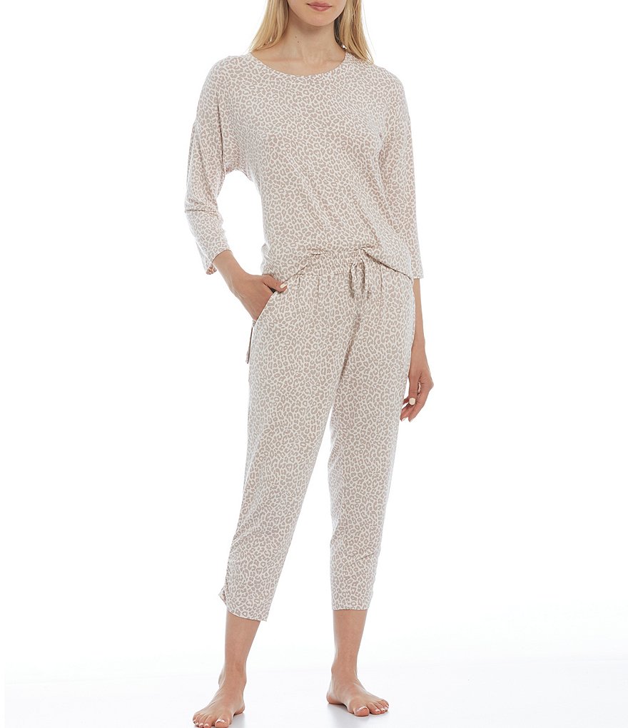 VAN WINKLE & CO. Animal Print Ankle-Length Jersey Knit Coordinating Sleep Pants