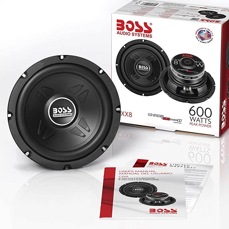 CXX8 8 Inch Car Subwoofer 600 Watts Maximum Power Single 4 Ohm Voice Coil Easy Mounting Sold Individually