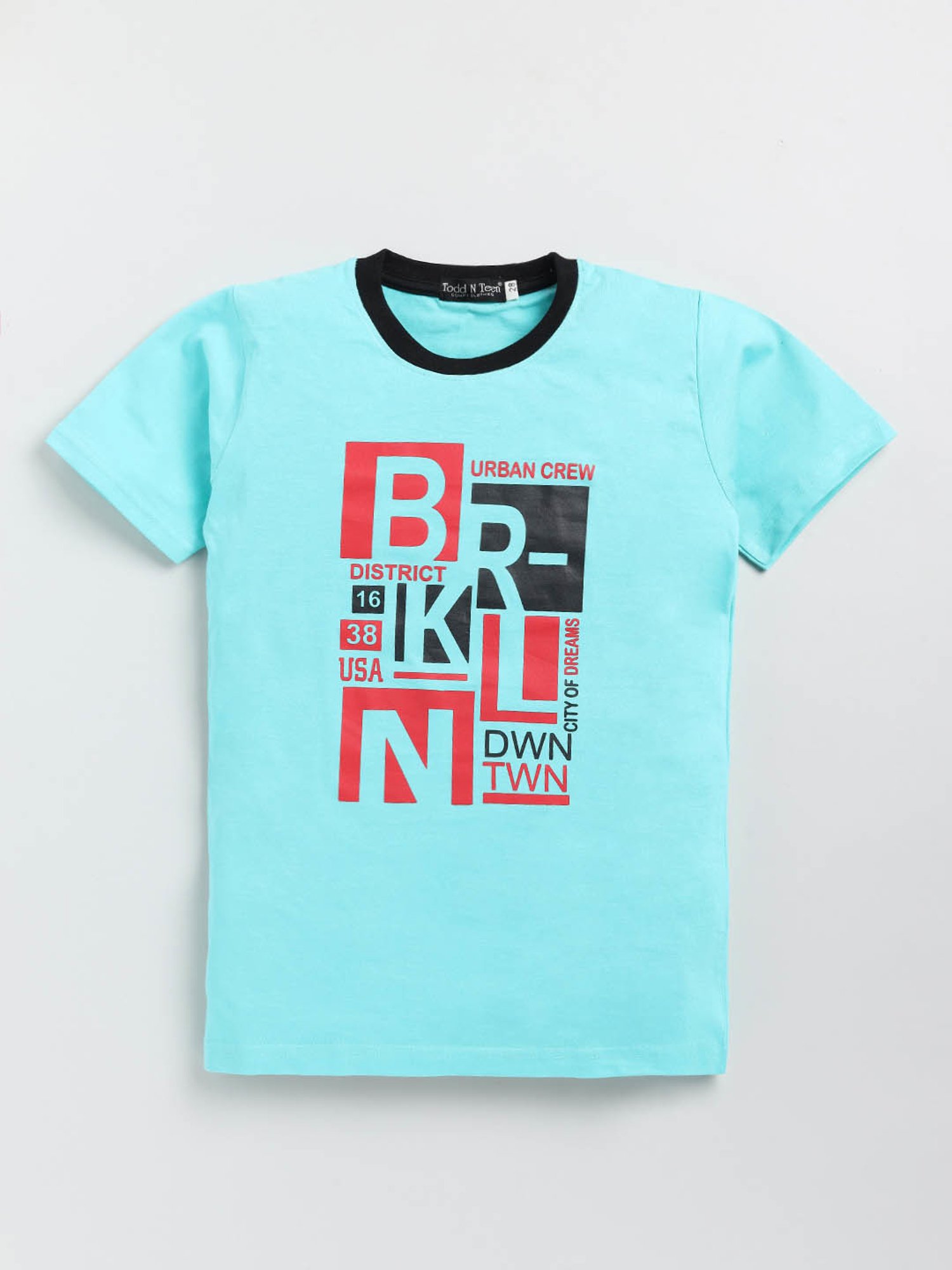 Todd N Teen Kids Light Blue & Black Printed T-Shirt with Joggers