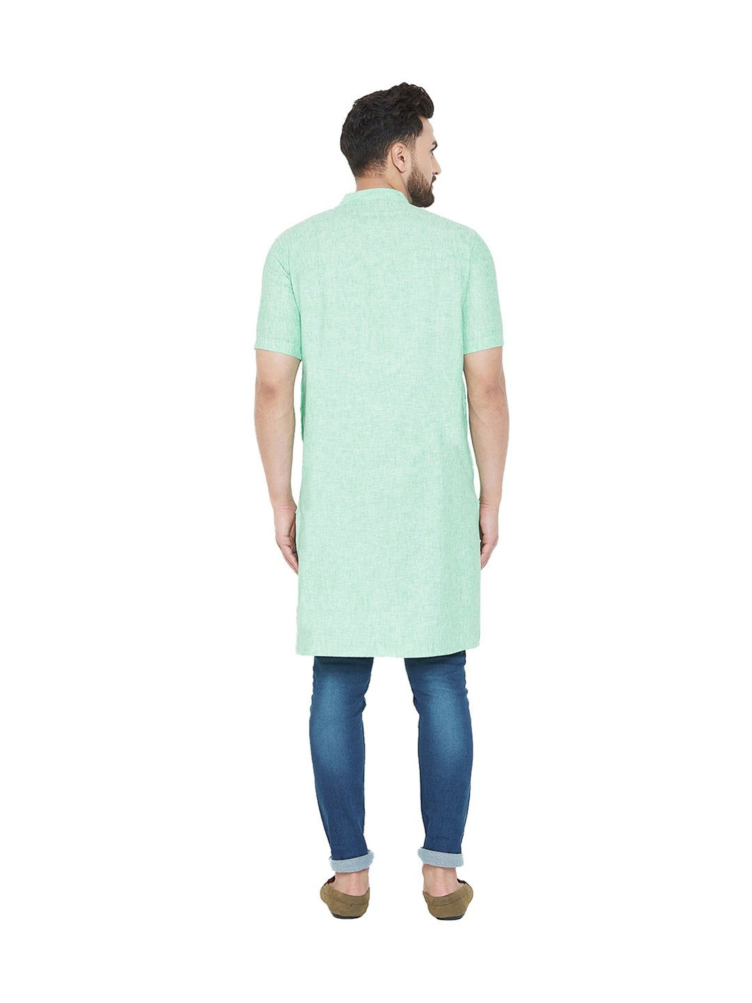 Even Green Linen Kurta