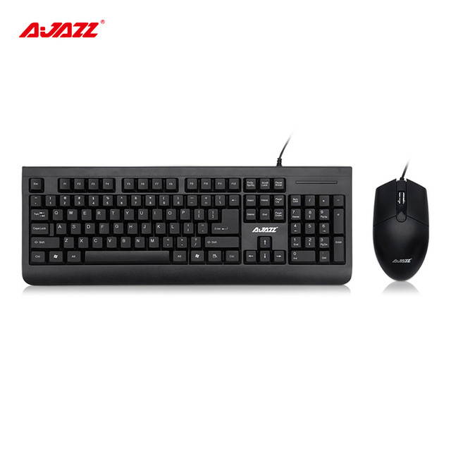 Ajazz X1180 104 Keys Wired Membrane Keyboard & Mouse Kit QWERT Laser Curving Cap Anti-abrasion 1000 DPI Mouse Office Supply
