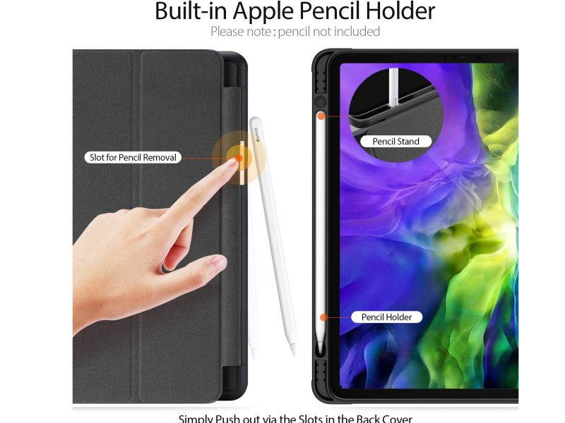 Leather Case for Pro 12.9 2020/2018,Trifold Smart Case with Auto Sleep/Wake,Slim Cover with Stand Pen Holder Soft TPU Back Cover,Support wireless Charging