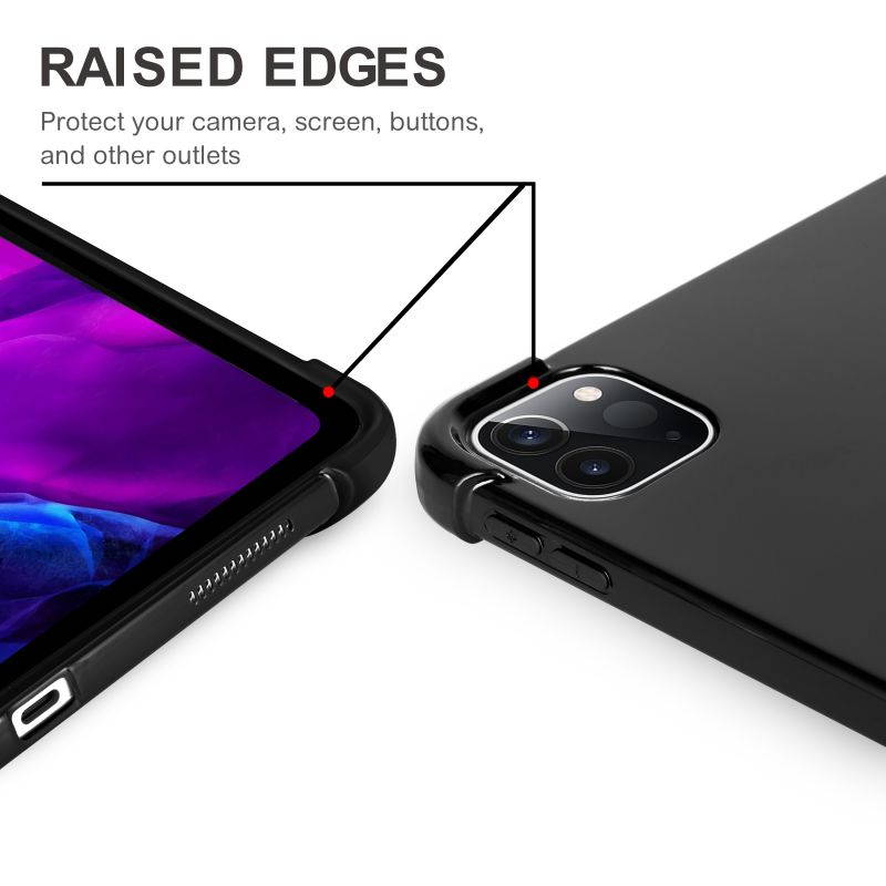 KIQ Slim & Lightweight Premium TPU Skin Case Cover for Apple iPad Pro 12.9 2020 [Black]