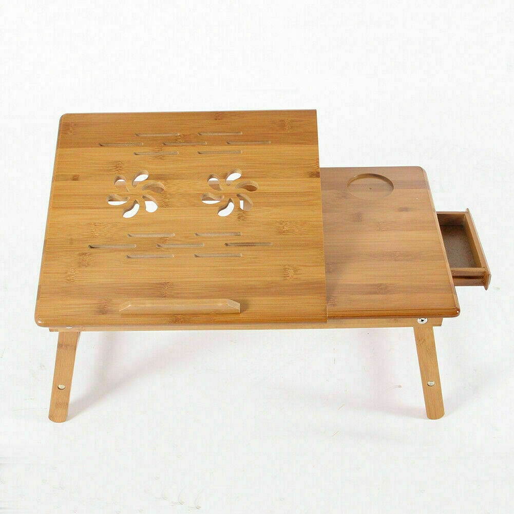 Portable Folding Lap Desk Bamboo Laptop Notebook Sofa Bed Table Stand Tray U