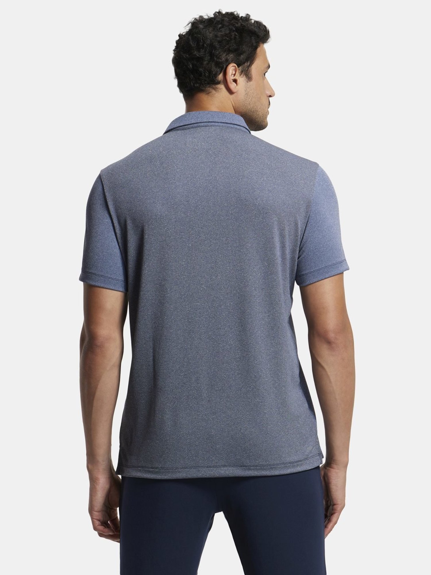 Jockey Blue Melange Regular Fit Sports Polo T-Shirt