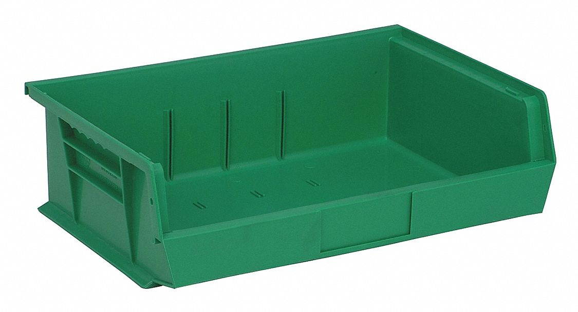 QUANTUM STORAGE SYSTEMS QUS245GN Green Hang and Stack Bin, 10-7/8"L x 16-1/2"W