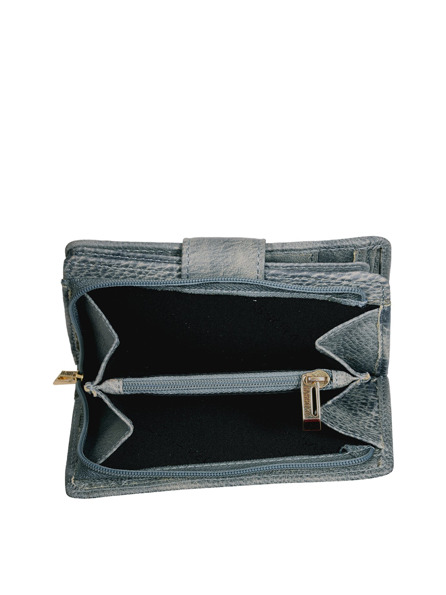 SASSORA Blue Textured Rfid Tri-Fold Wallet for Women