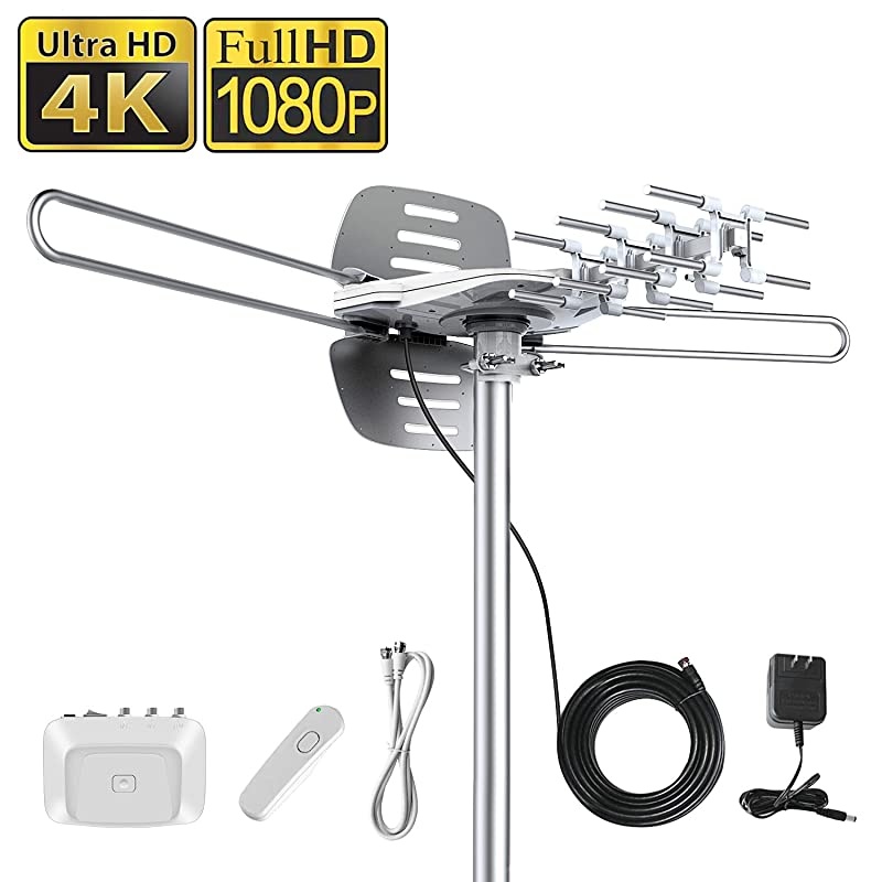 TV Antenna,  Outdoor Amplified Digital HDTV Antenna 150 Mile 360 Rotate 2TVs HD UHF/VHF Channel