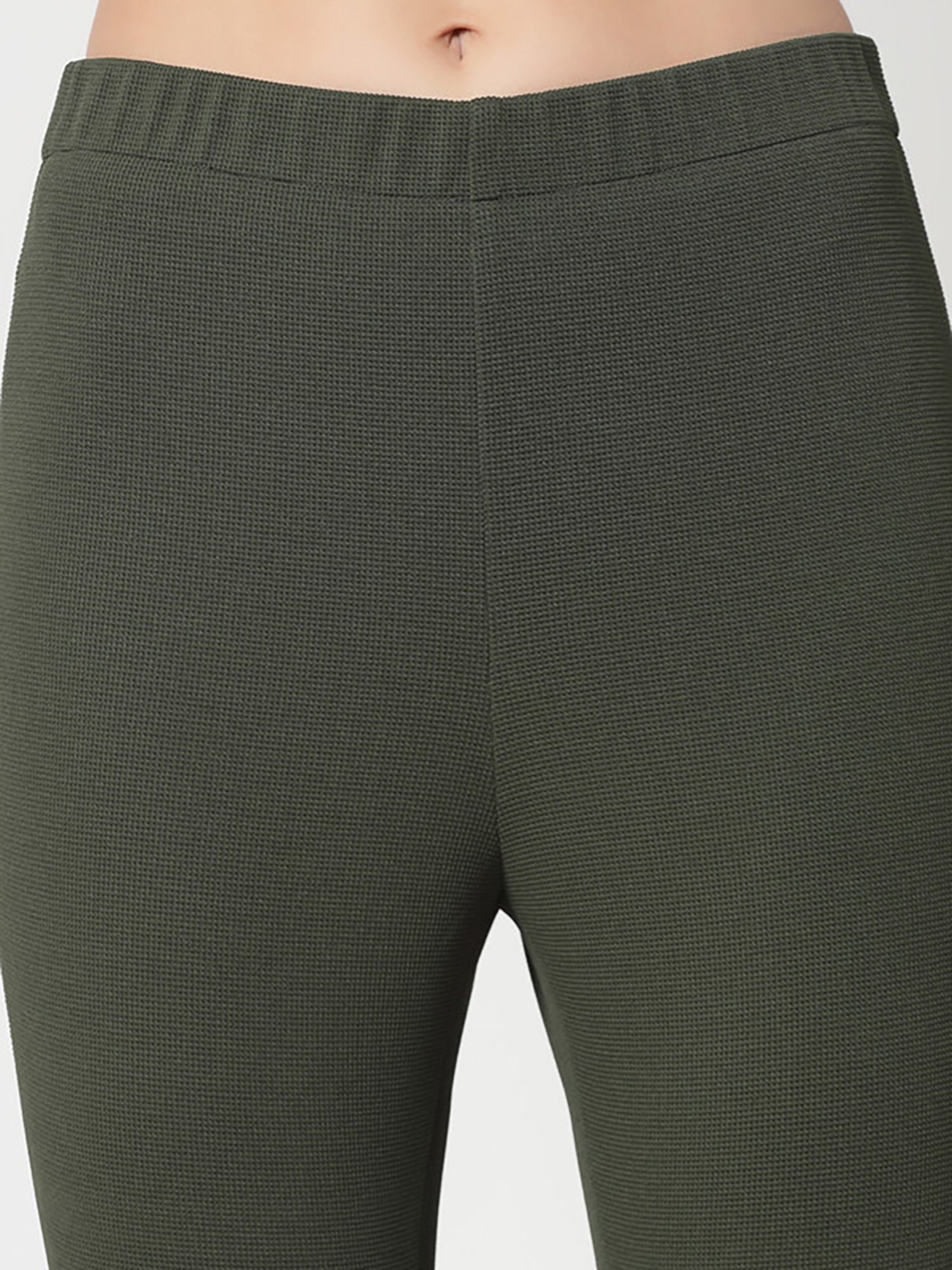 Office & You Olive Slim Fit Mid Rise Pants