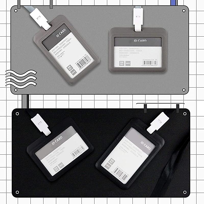 Badge Card Holder, Name Badge Holder with Lanyard, Neck Lanyard Holder for Women Men, Vertical Business Neck Card Holder(2PACK)