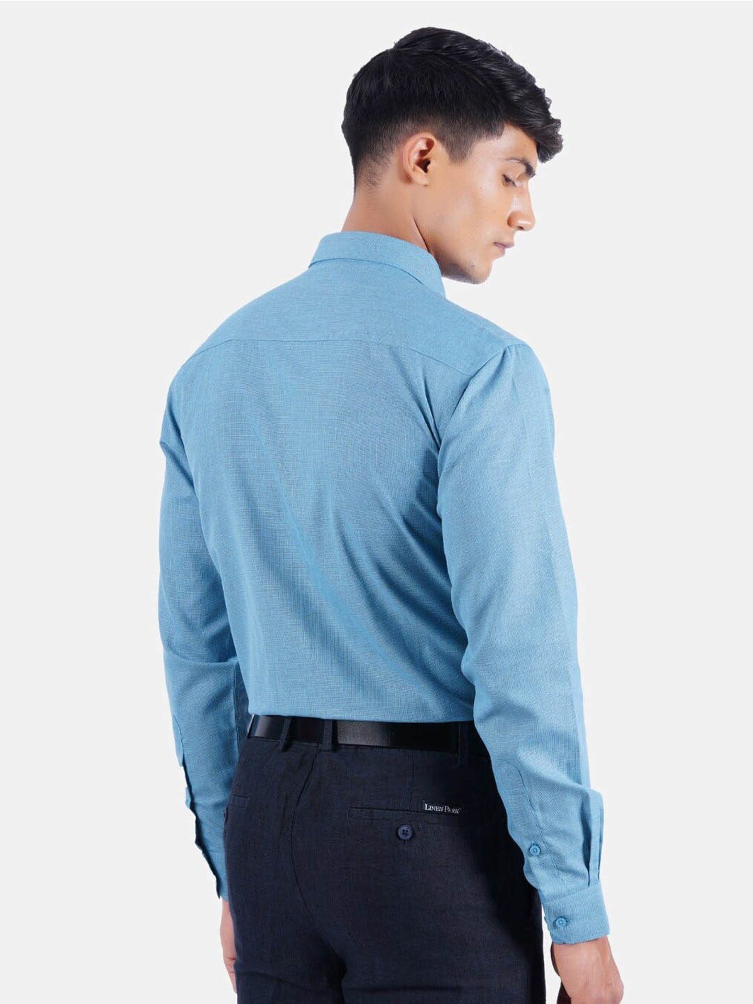 Ramraj Blue Cotton Regular Fit Shirt