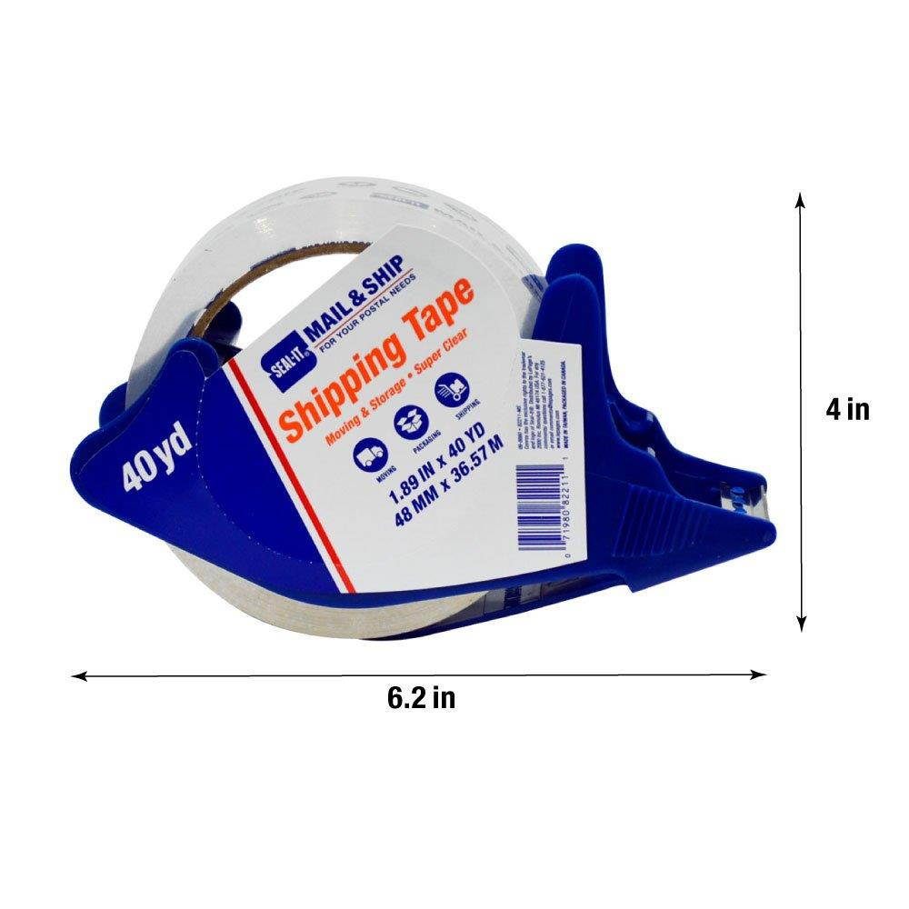 Seal-It Mail & Ship Moving and Storage Shipping and Packing Tape, 1.89 Inches x 40 Yards with Dispenser