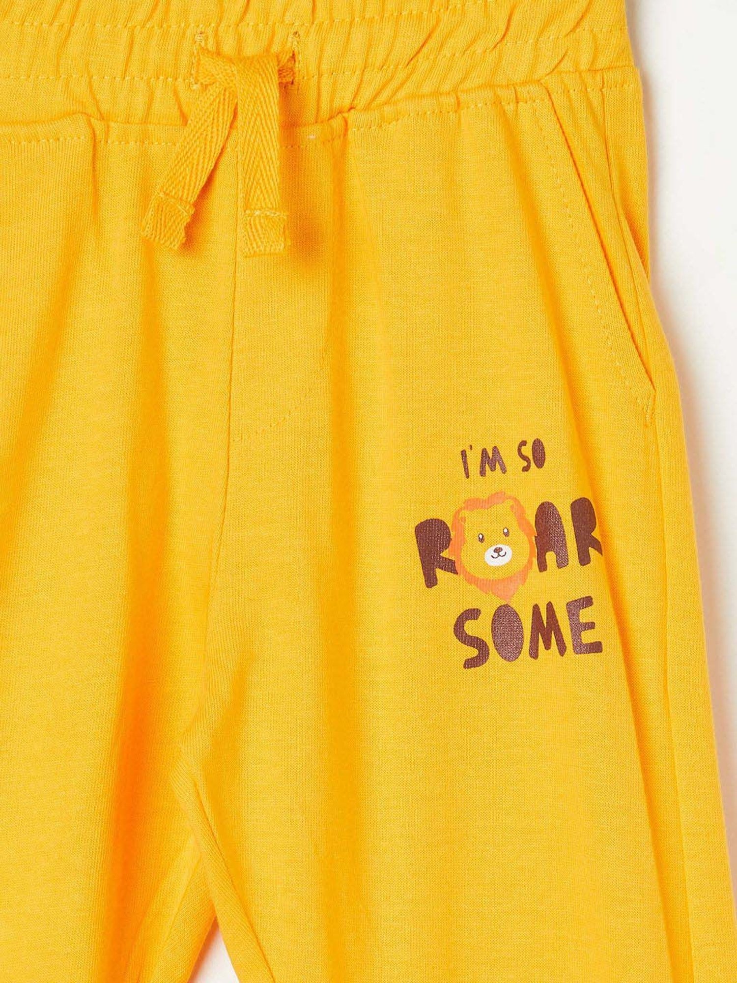 Juniors by Lifestyle Kids Mustard Cotton Printed Trackpants