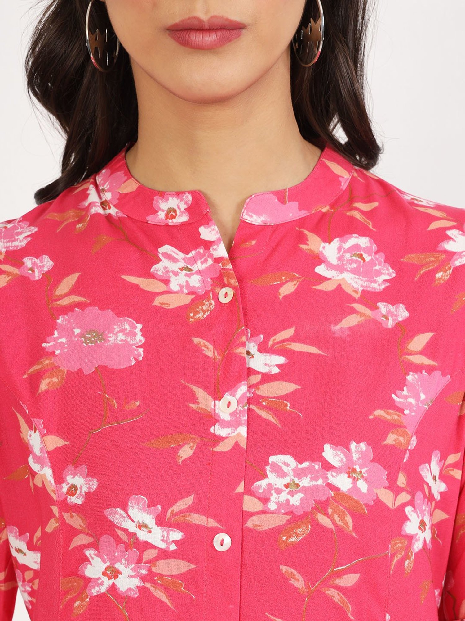 Divena Pink Floral Print A Line Kurta