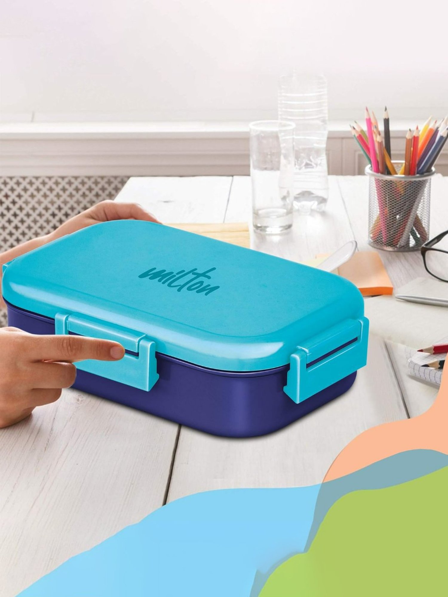 Milton Senior Flatmate Food Grade Blue Plastic or Steel Tiffin Box (700 ml)
