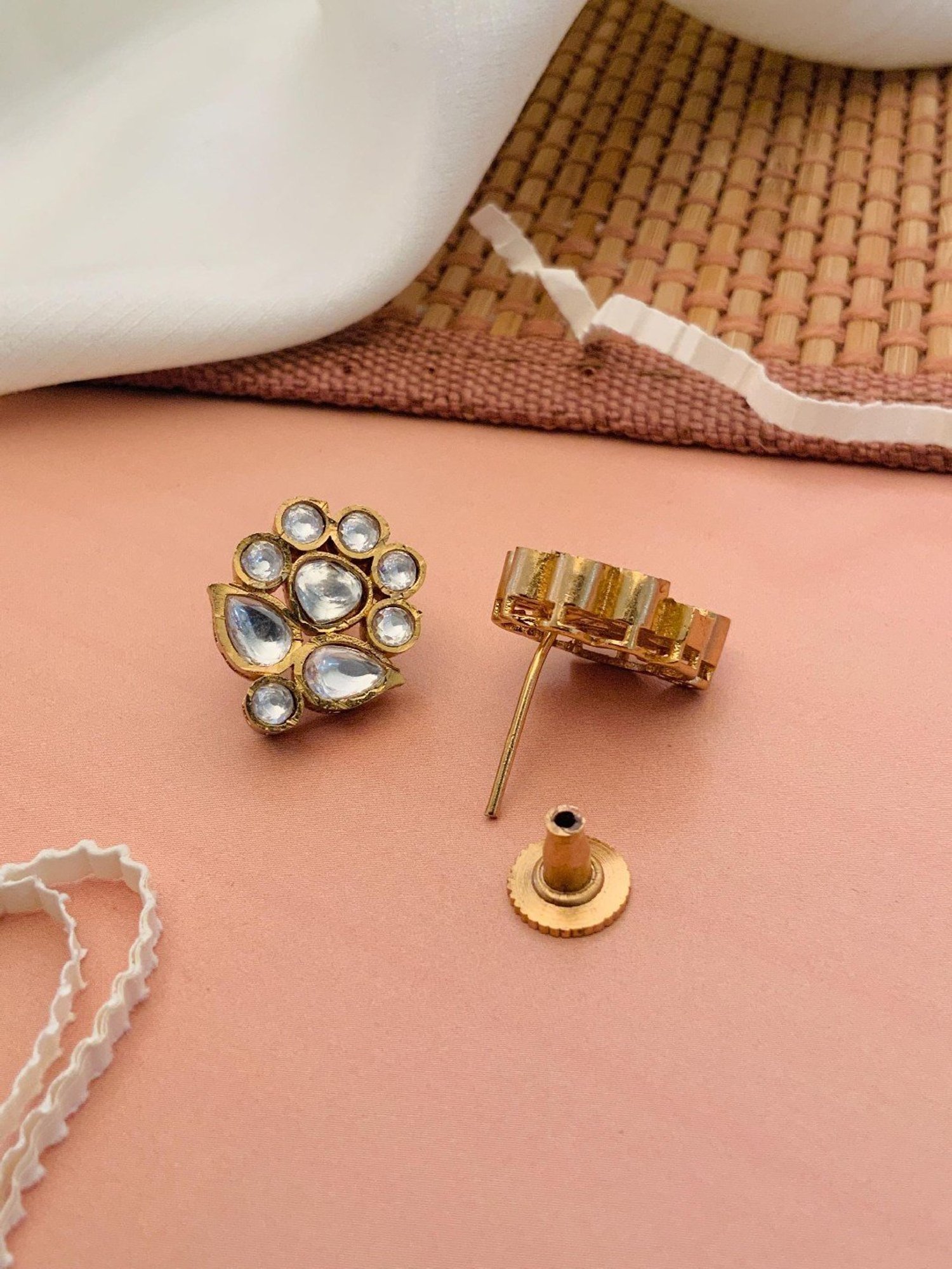 Abdesigns Stunnig Gold-Plated Polki Stud Earrings