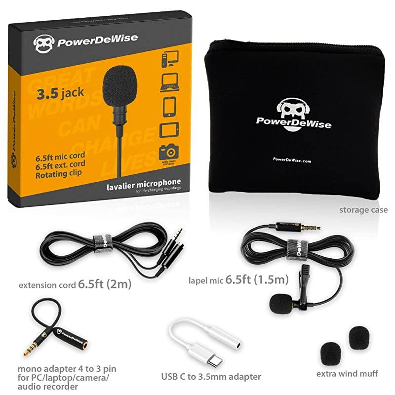 Type-C Microphone - Lavalier Mic Type C for - Phone Microphone with Type-C Adapter - Type C Microphone for Interview, Vlogging, Podcasting