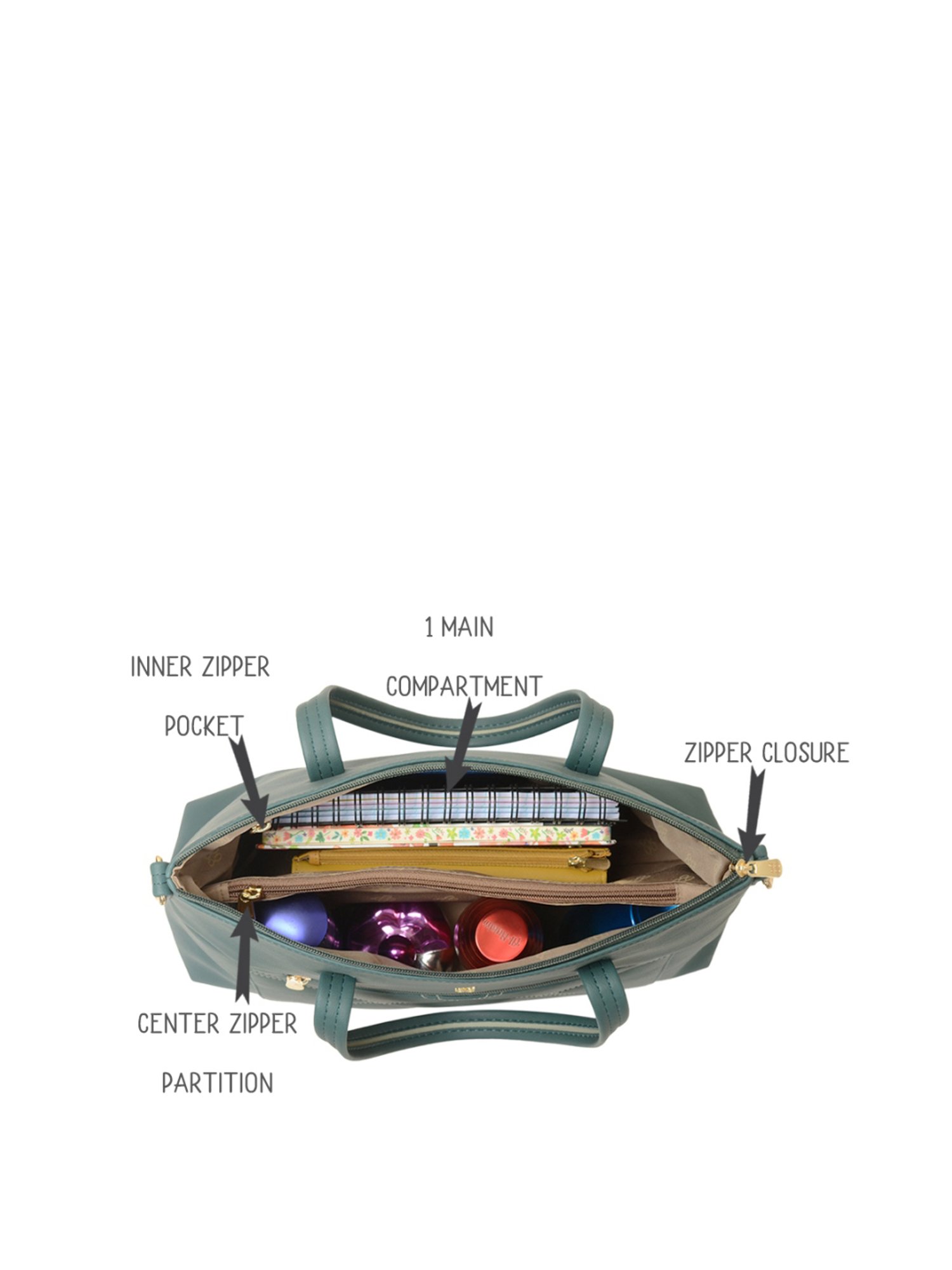 Baggit Green Textured Medium Handbag