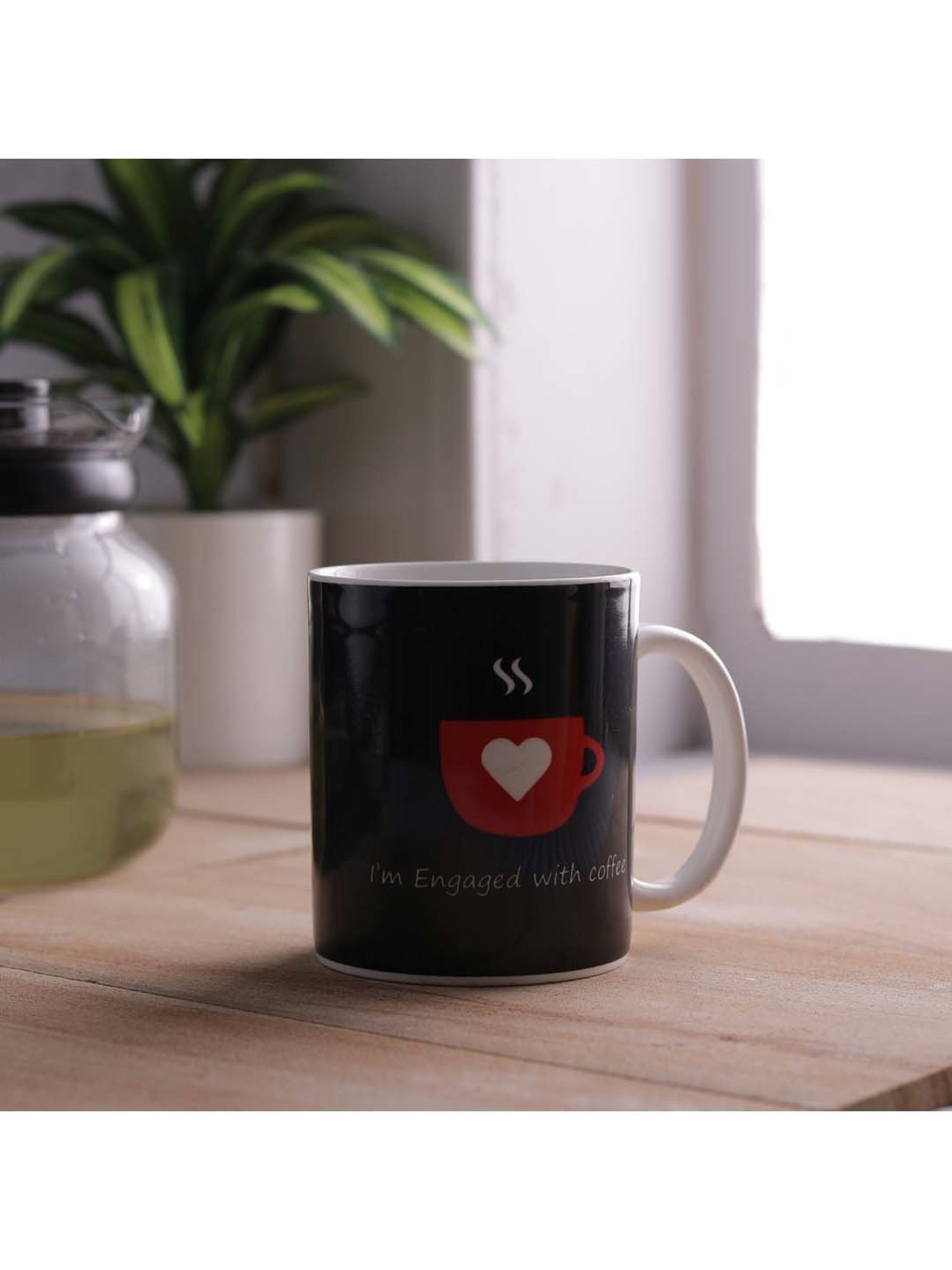 Clay Craft Black & Red Ceramic Milk Mugs (340 ml) - Set of 1