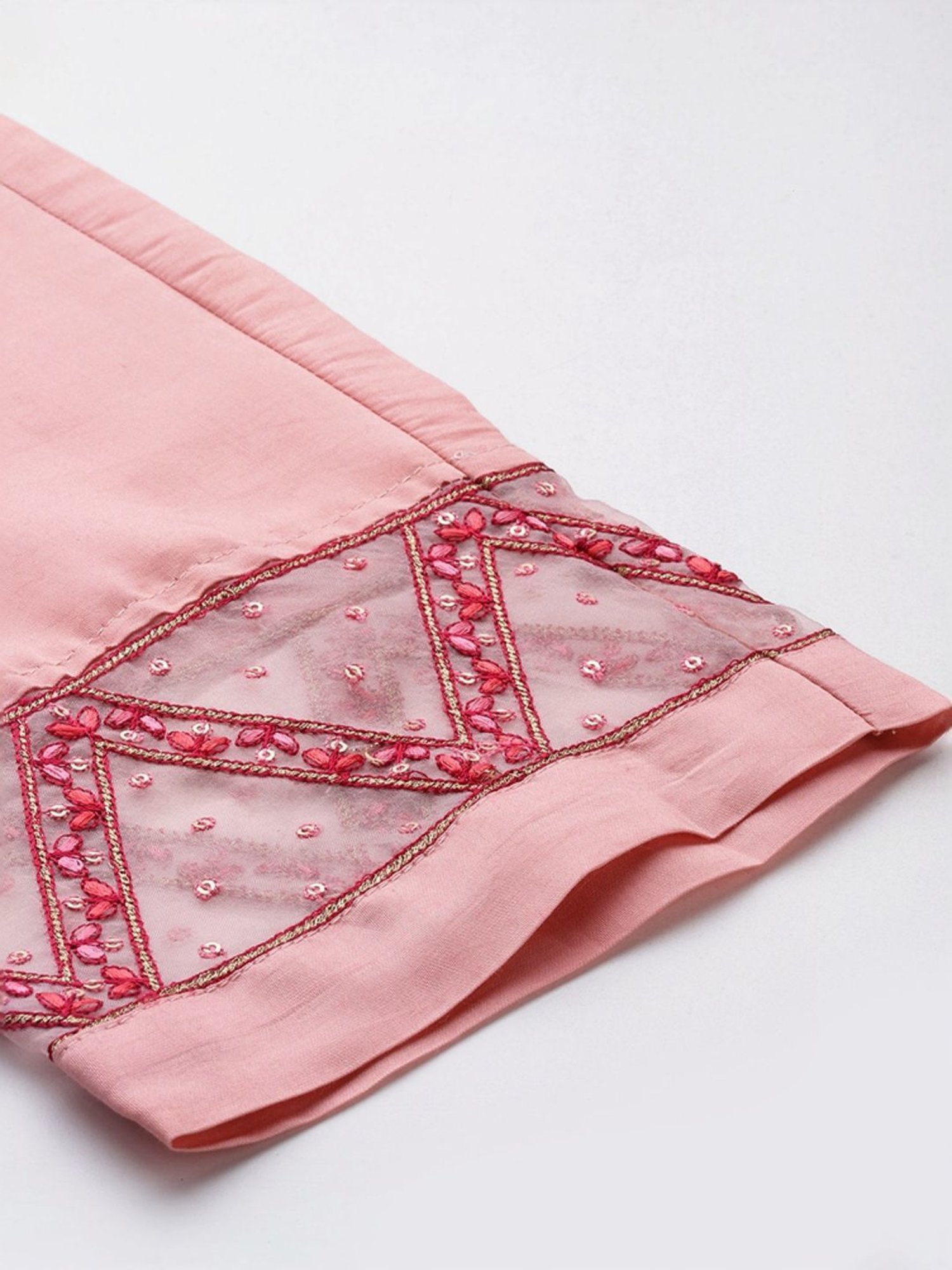 Varanga Pink Embroidered Kurta Pant Set With Dupatta