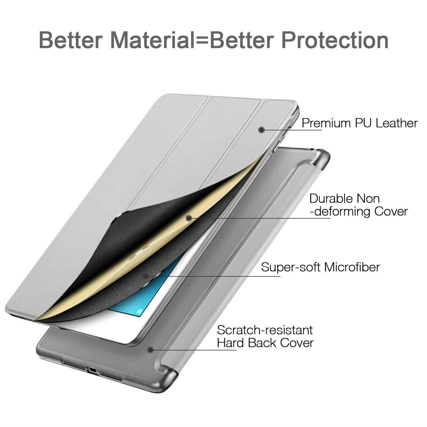 ESR iPad 9.7 2018/2017 Case, Lightweight Smart Case Trifold Stand with Auto Sleep/Wake Function, Microfiber Lining, Hard Back Cover Compatible for The Apple iPad 9.7 iPad 5th / 6th Generation, Gary