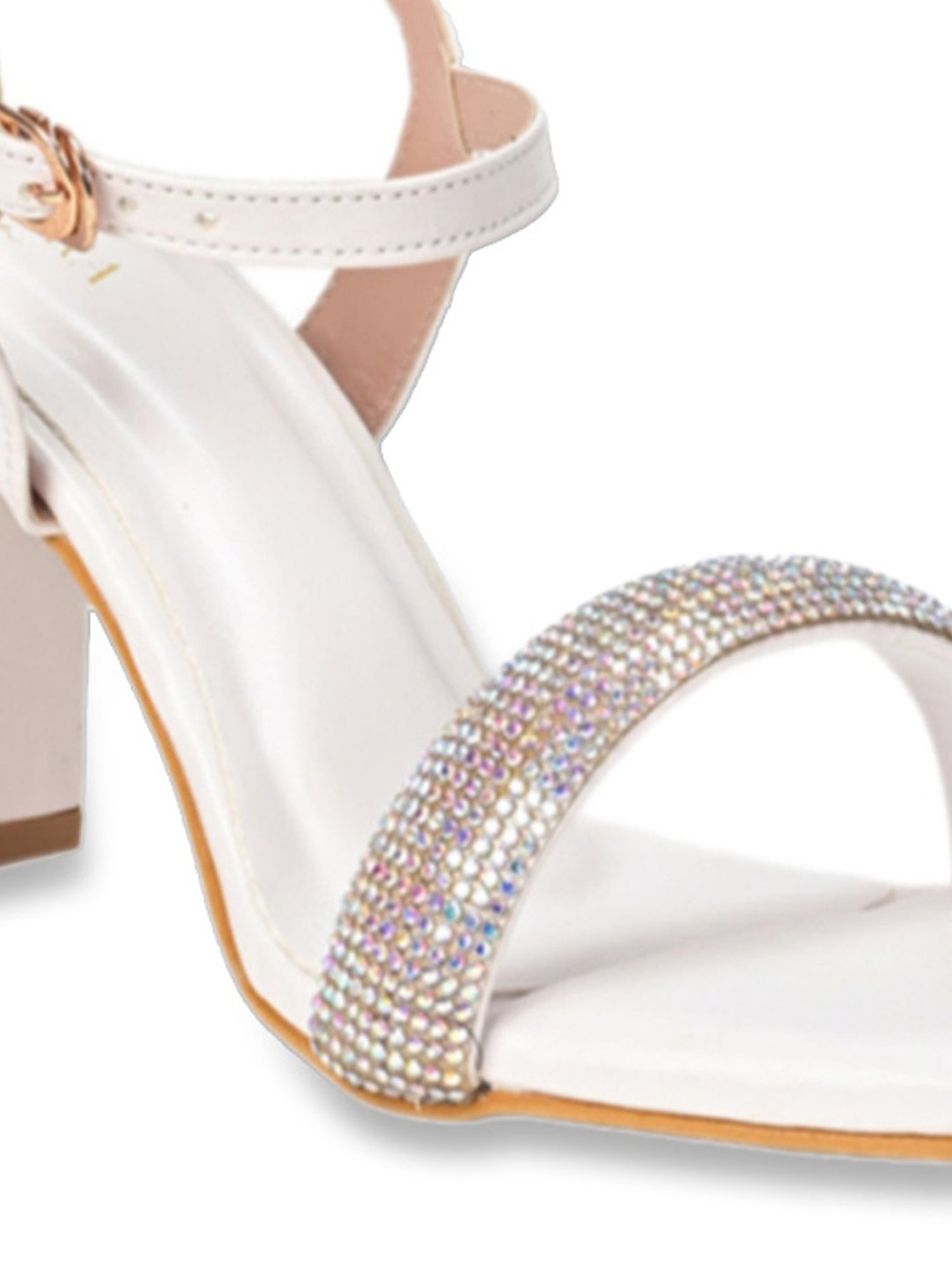 Scentra Women's White Ankle Strap Sandals