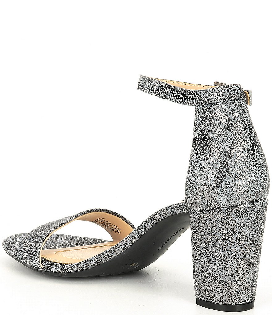 Alex Marie Halmar Metallic Ankle Strap Block Heel Sandals