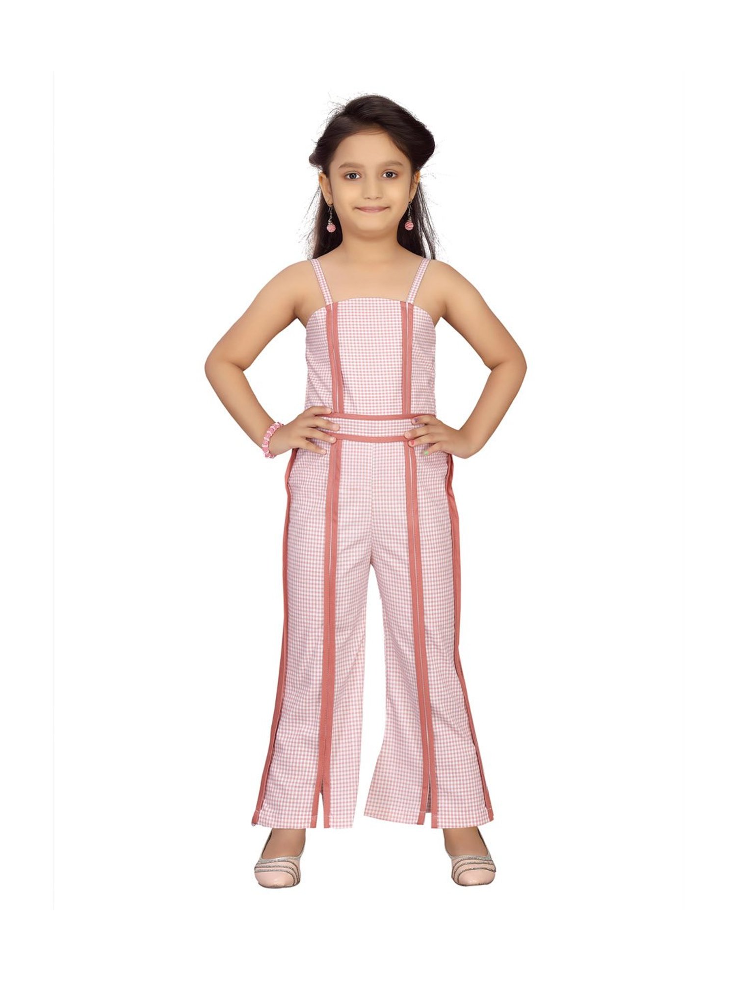 Aarika Kids Peach Printed Jumpsuit