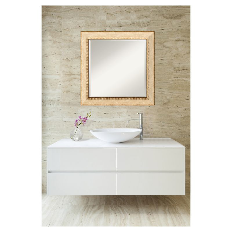 25" x 25" Highland Park Cream Framed Wall Mirror - Amanti Art