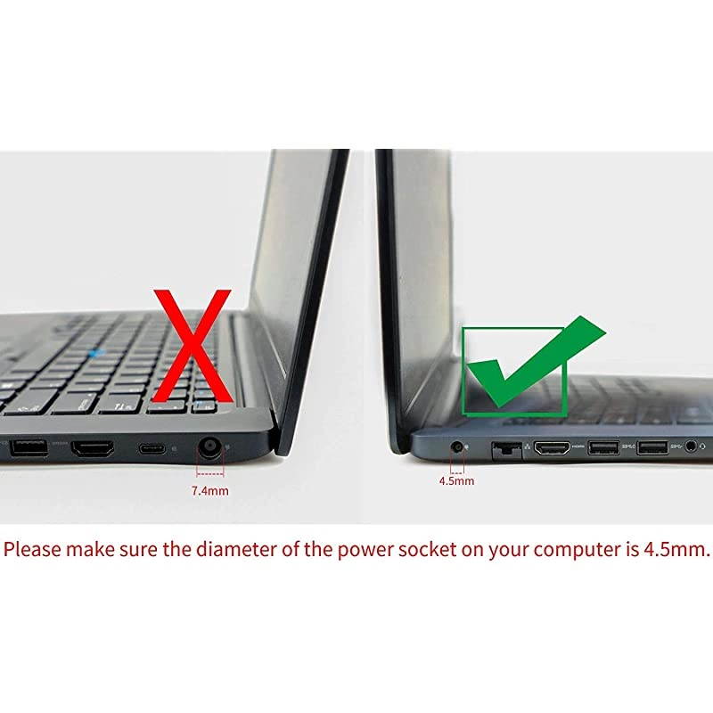 45W AC Power Charger Fit for Dell Inspiron 14 3451 3452 3458 5451 5458 7437 3459 3468 Inspiron 11 3147 3148 3152 3153 3157 3162 3168 3179 Laptop Power Supply Adapter CordPlug Size 45mm30mm