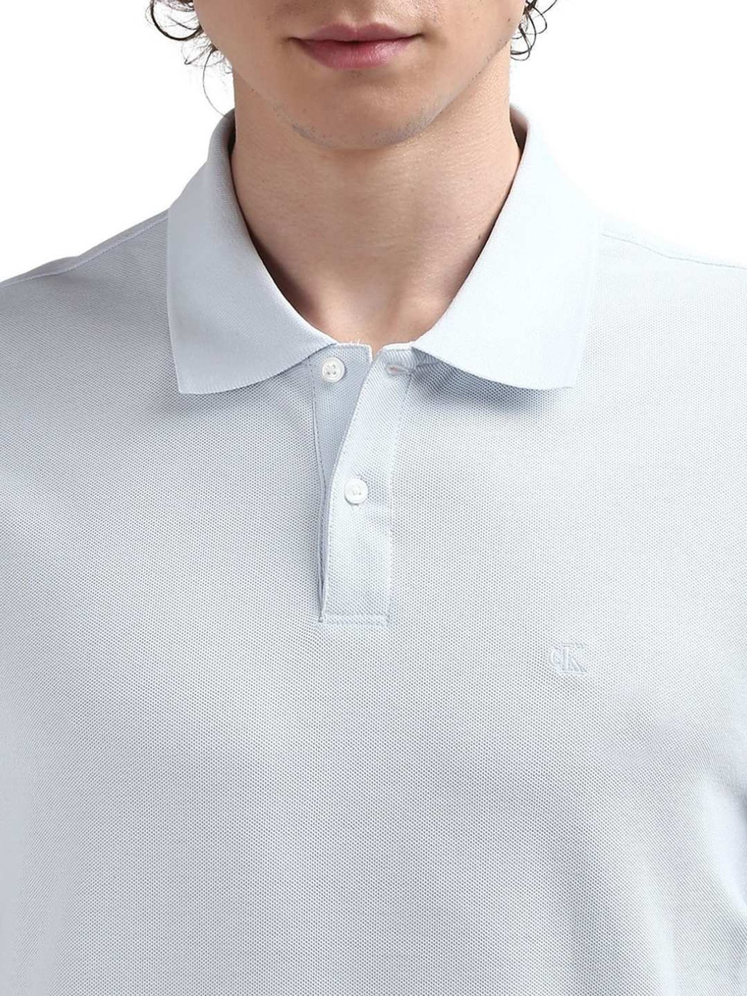 Calvin Klein Blue Cotton Regular Fit Polo T-Shirt