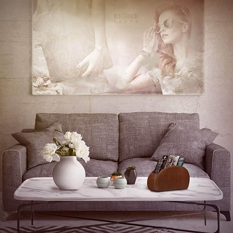 Remote Controller Holder Organizer Store DVD Bluray TV Roku or Apple TV Remotes Italian Genuine Leather with Suede Lining Living or Bedroom Storage Rustic Brown OTTOREMOTE