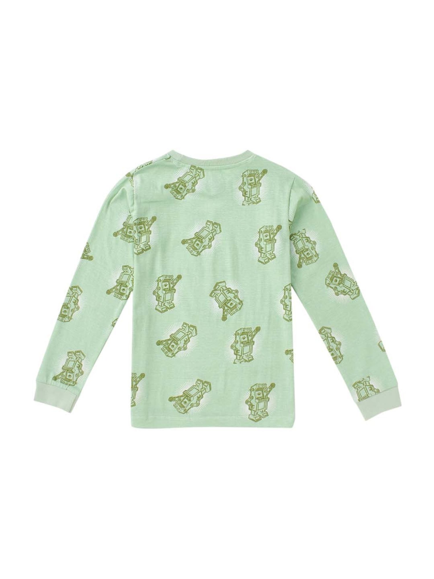 Cub McPaws Boys Green Cotton Printed Full Sleeves T-Shirt Set