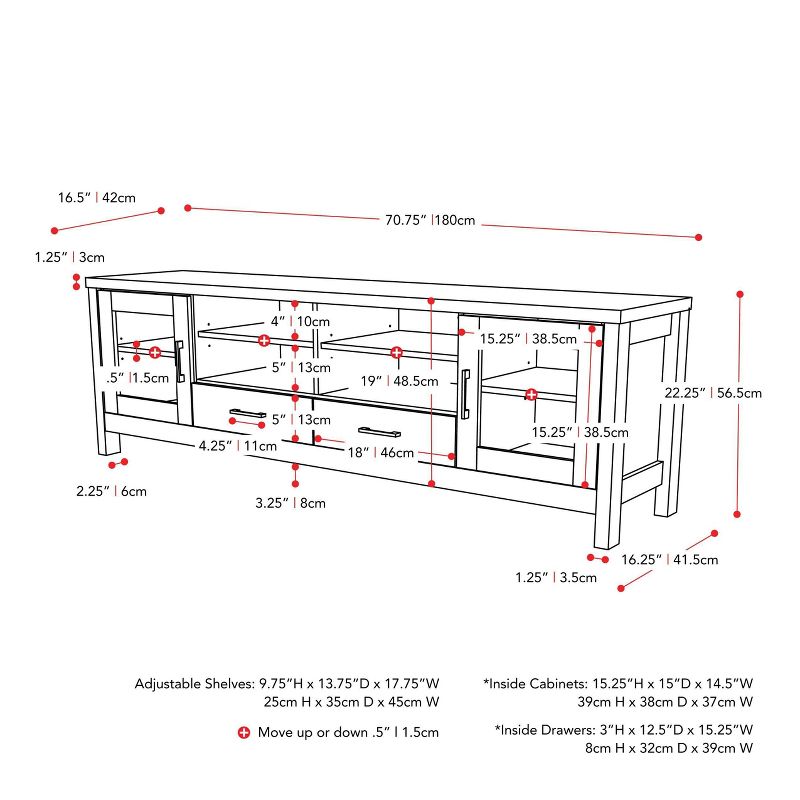 Hollywood TV Cabinet For TV's up to 80" Dark Gray - CorLiving