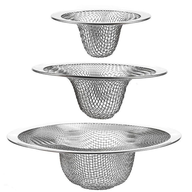 Juvale 4 Pack Sink Drain Mesh Strainer, Hair Catcher Filter for Kitchen, Bathroom (3 Sizes)