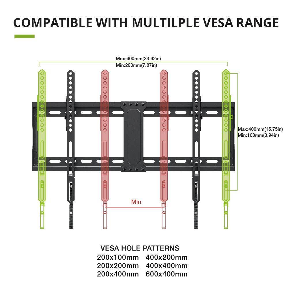 TV Wall Mount Tilting Brackets for Most 37"-70" LED 4K OLED Flat Screens, TV Mount with Max VESA 600x400mm and Weight Capacity 132lbs, Low Profile Space Saving for 16", 24" Stud by USX MOUNT