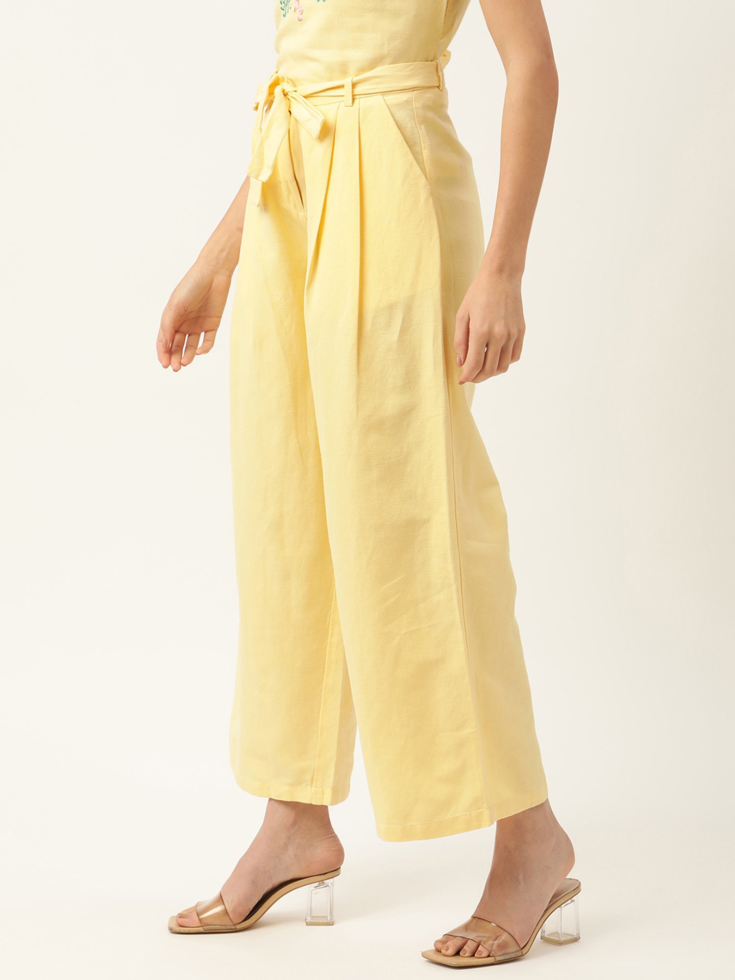 Rooted Yellow Drawstring Palazzos