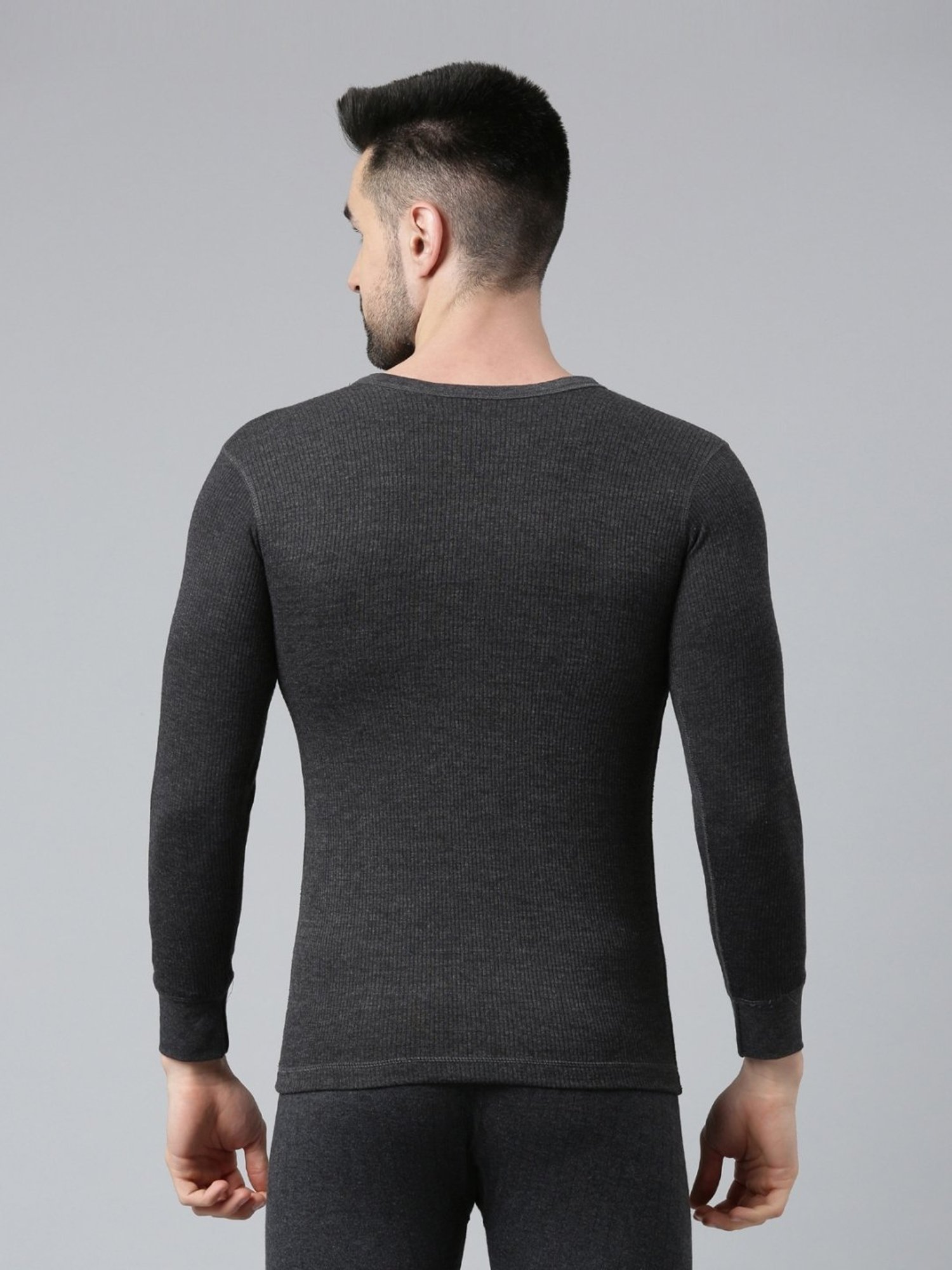 Dixcy Scott Maximus Dark Grey Melange Cotton Skinny Fit Thermal Top