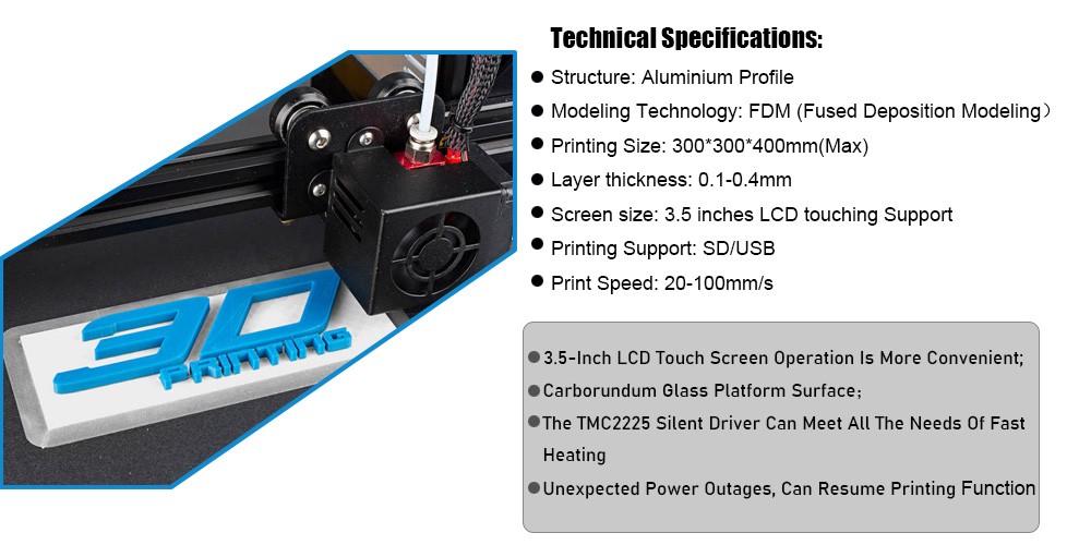 2020 New X5SA Pro 3D Printer High Precision Large Build Size Double Axis External Guide Rail and Titan Extruder, TRONXY 3D Printer