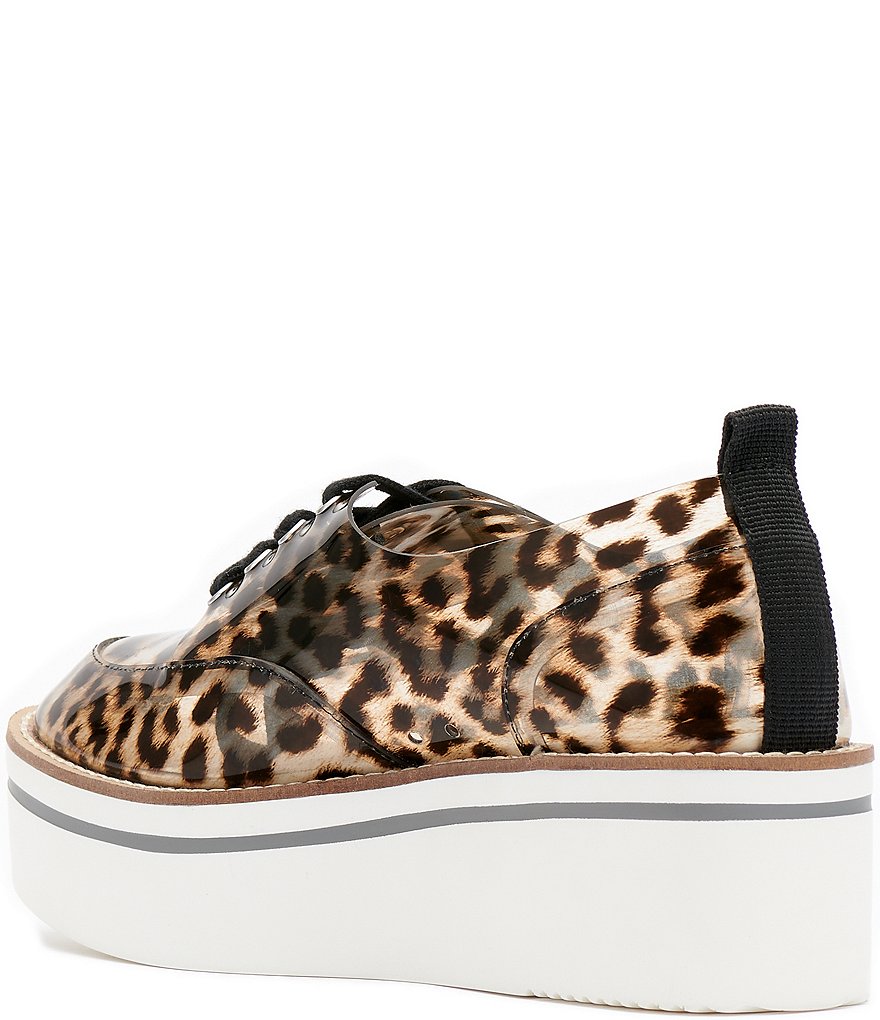 Jessica Simpson Giera Clear Leopard Lace-Up Flatform Wedge Oxfords