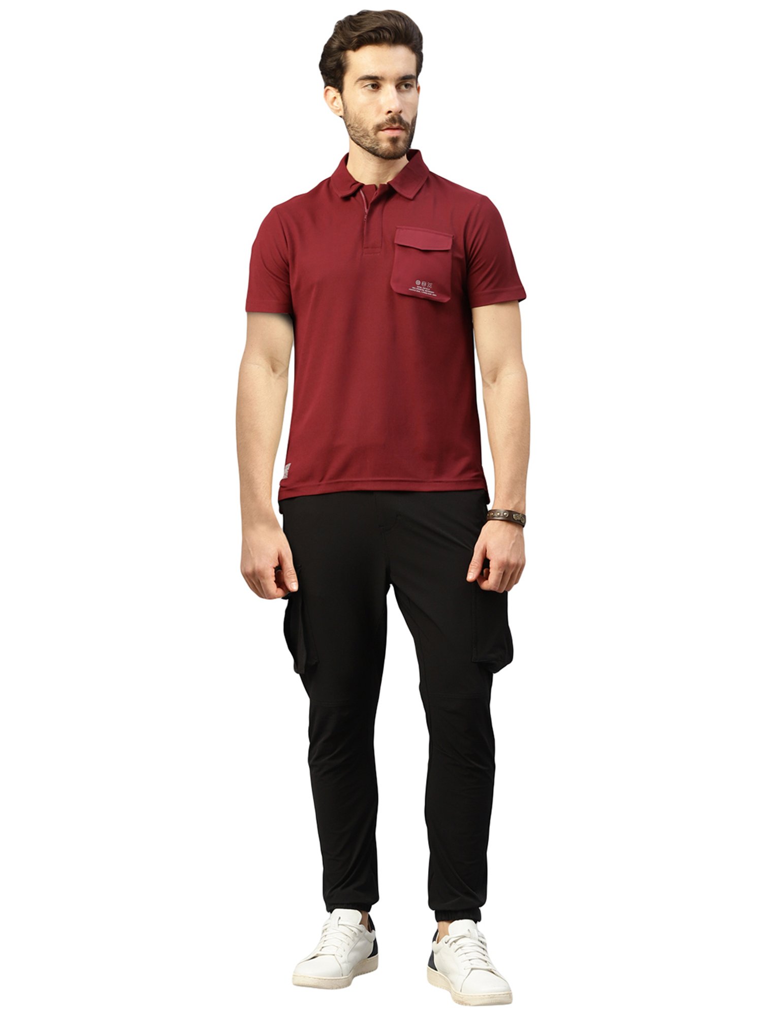 Royal Enfield HYBRID Maroon Regular Fit Polo T-Shirt