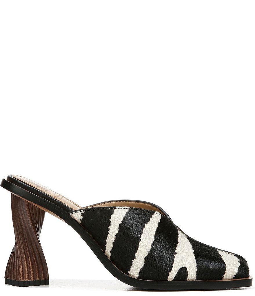 Sam Edelman Everly Animal Printed Haircalf Sculptural Heel Dress Mules